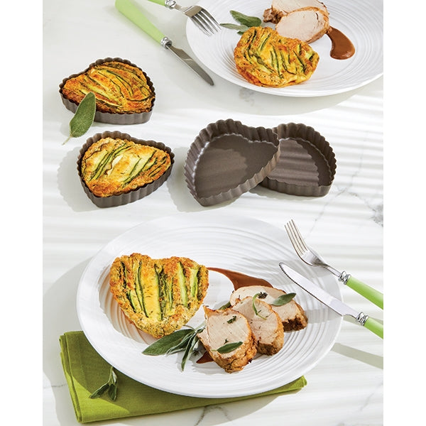 Set de 4 moules à tartelette coeur revêtement antiadhérent 11 cm Mathon - Mathon - 4