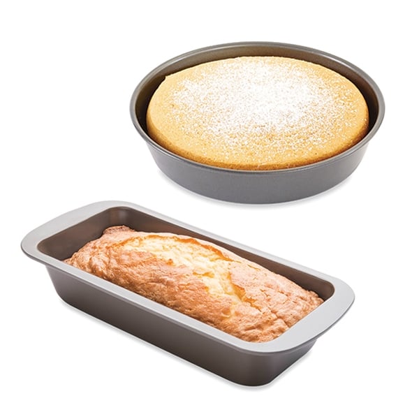 Lot moule à manqué rond 23 cm et moule à cake 25 cm acier revêtement antiadhérent Mathon - Mathon - 1