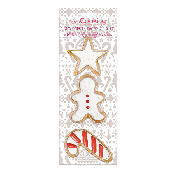 Set de 3 emporte-pièces dorés Noël Scrapcooking - Mathon - 1