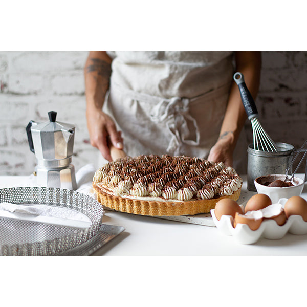 Moule à tarte amovible 28 cm inox perforé et feuille de cuisson antiadhésive De Buyer - Mathon - 3