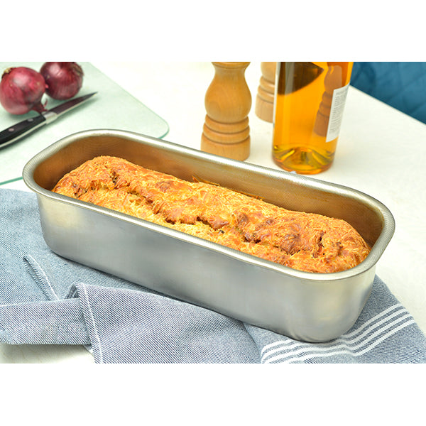 Lot moule à cake rectangulaire 25 cm et moule à tarte rond 24 cm en acier inoxydable  Steel Pan - Mathon - 2