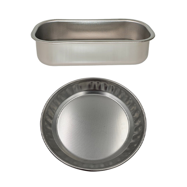 Lot moule à cake rectangulaire 25 cm et moule à tarte rond 24 cm en acier inoxydable  Steel Pan - Mathon - 1