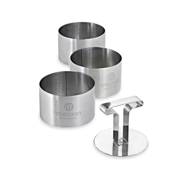Lot de 4 pinces à dresser de précision et de 3 cercles de présentation avec poussoir en inox Mathon - Mathon - 5