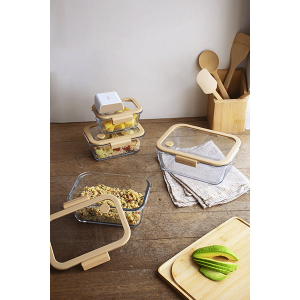 4 boîtes de conservation sous vide 460 ml, 800 ml, 1200 ml et 1900 ml et pompe sous vide  Pebbly - Mathon - 4