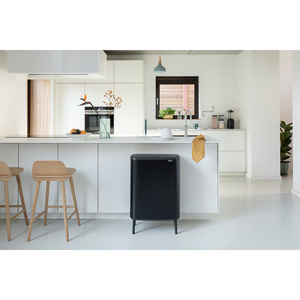 Poubelle rectangulaire avec 2 compartiments Bo Touch Bin Hi noire 60 L Brabantia - Mathon - 2