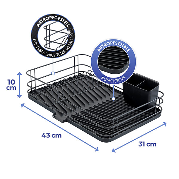 Égouttoir vaisselle noir avec tapis égouttoir Wenko by Maximex - Mathon - 3