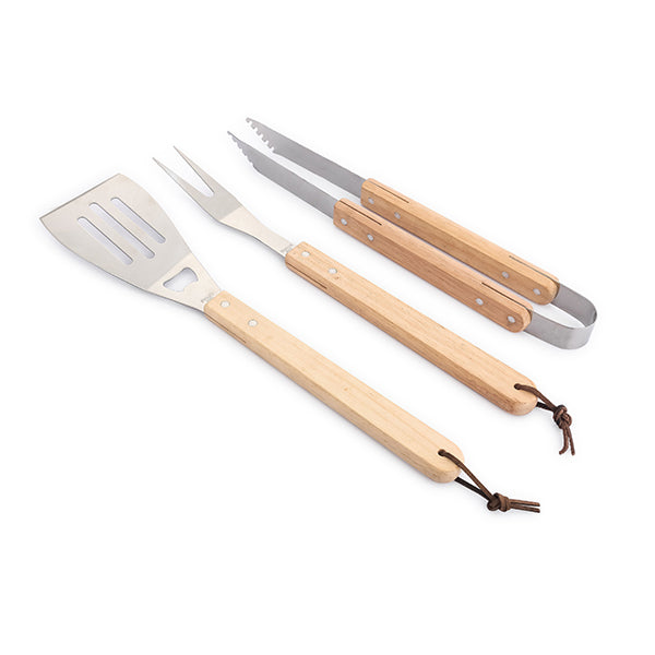 Set de 3 ustensiles à barbecue manches en bois à suspendre  Pradel Excellence - Mathon - 1