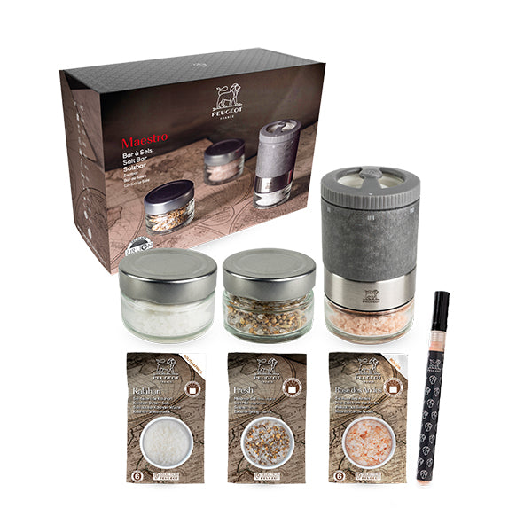 Coffret moulin à sel Maestro à réservoirs interchangeables et 3 sels  Peugeot - Mathon - 2