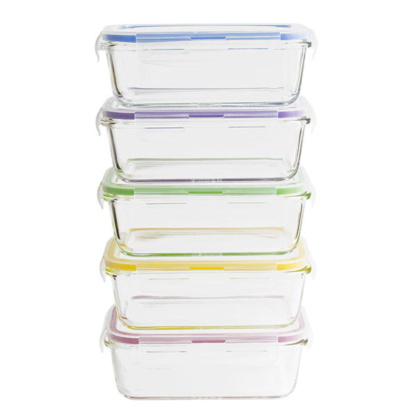 Set de 5 boîtes de conservation en verre borosilicate 850 ml  Pebbly - Mathon - 1