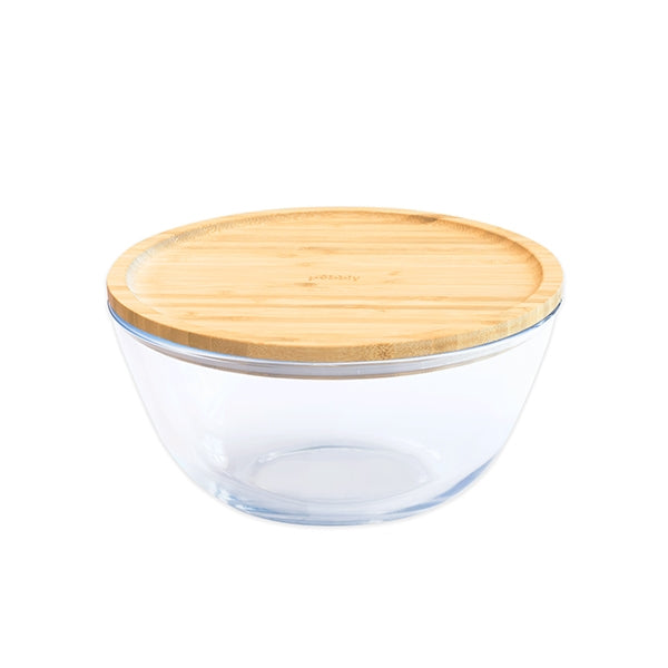 Bol à mixer rond couvercle bambou 2.6L Pebbly - Mathon - 1