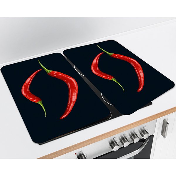 Set de 2 couvre plaques protection motifs Piments Wenko by Maximex - Mathon - 3