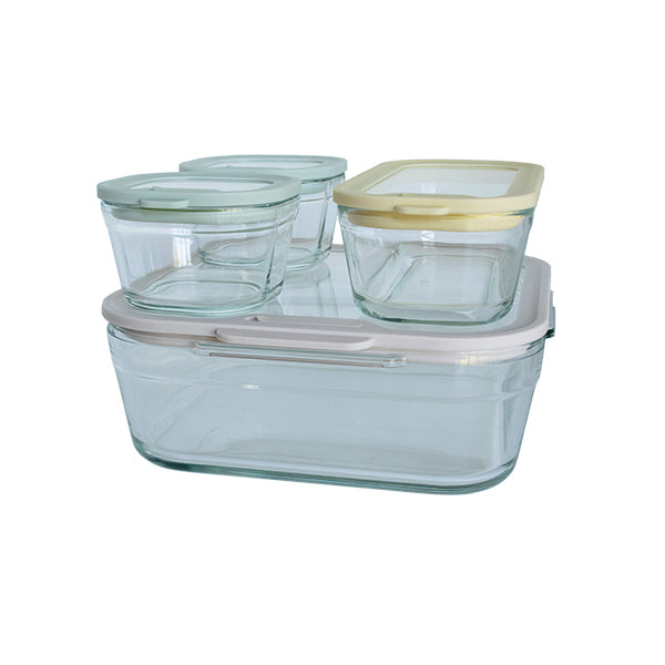 Set 4 boîtes en verre avec couvercles 240, 560 et 2900 ml compatibles micro-ondes Pebbly - Mathon - 5