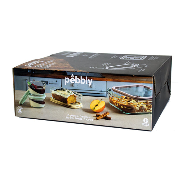 Set 4 boîtes en verre avec couvercles 240, 560 et 2900 ml compatibles micro-ondes Pebbly - Mathon - 8