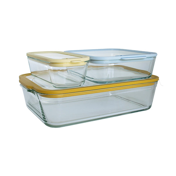 Set 3 boîtes en verre avec couvercles 560, 1370 et 3850 ml compatibles micro-ondes Pebbly - Mathon - 5