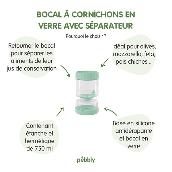 Bocal à cornichons en verre avec séparateur silicone 900 ml Pebbly - Mathon - 3