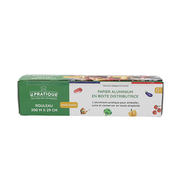 Rouleau de papier aluminium PRO 200 m × 29 cm avec boîte distributrice  Le Pratique - Mathon