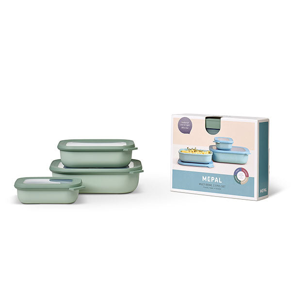 Set de 3 bols rectangulaires Cirqula Nordic Sage 500ml, 1000ml, 2000ml Mepal - Mathon - 1