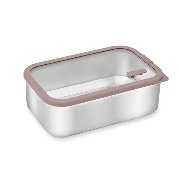 Boîte de conservation rectangulaire en inox avec couvercle en verre 1,65 L compatible micro-ondes  Mathon - Mathon - 1