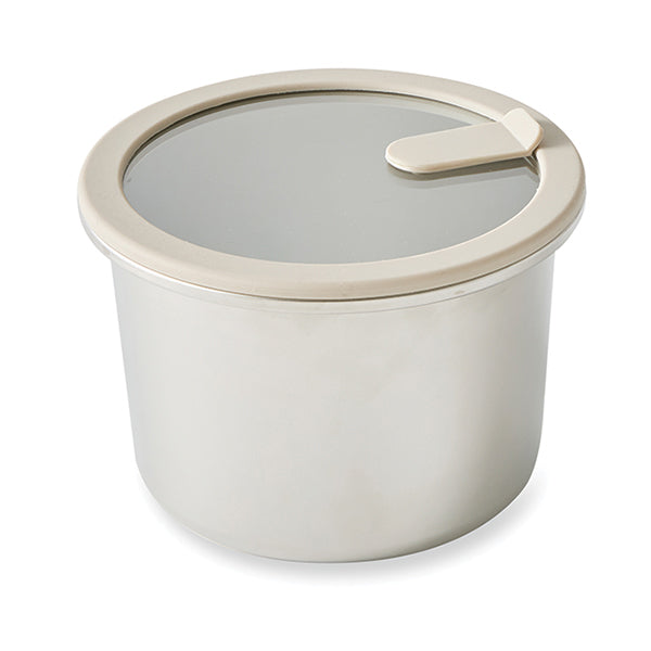 Boîte de conservation ronde en inox avec couvercle en verre 1500 ml compatible micro-ondes Mathon - Mathon - 1