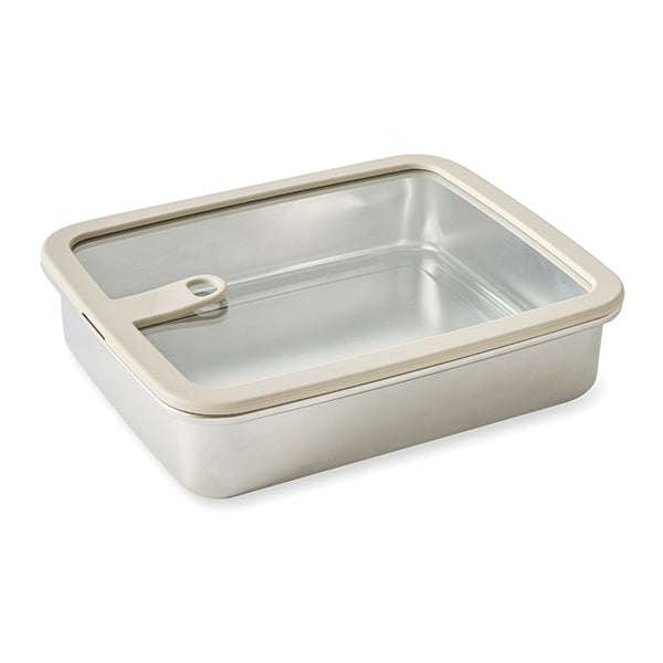 Boîte de conservation rectangulaire en inox avec couvercle en verre 1700 ml compatible micro-ondes  Mathon - Mathon - 1