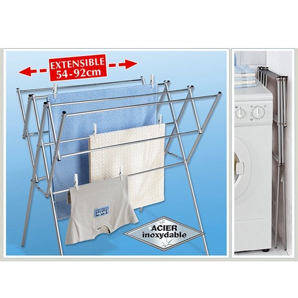 Séchoir à linge extensible en acier inoxydable Wenko by Maximex - Mathon - 1