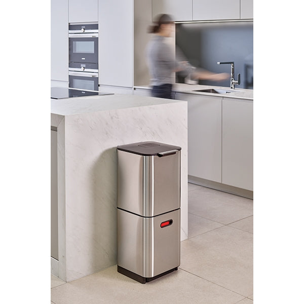Poubelle Totem acier inoxydable 40 L - 2 compartiments 20 L Joseph Joseph - Mathon - 2