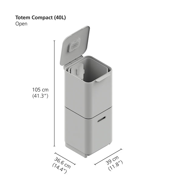 Poubelle Totem acier inoxydable 40 L - 2 compartiments 20 L Joseph Joseph - Mathon - 6