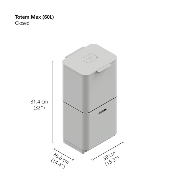 Poubelle Totem acier inoxydable 60 L - 2 compartiments 30 L Joseph Joseph - Mathon - 5