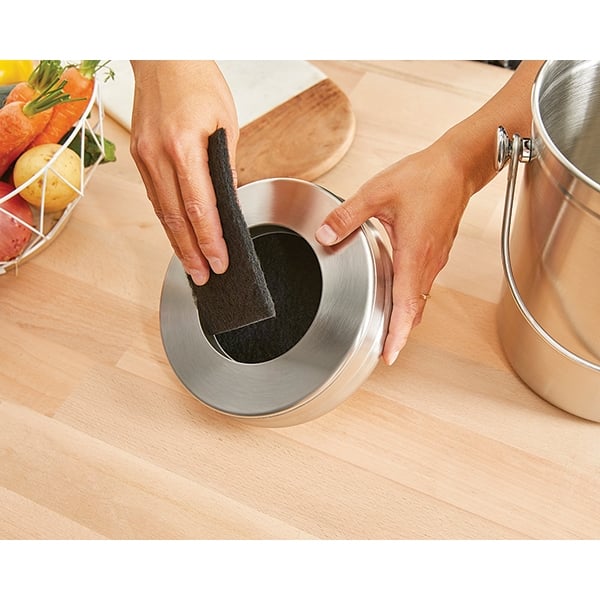 Lot seau à compost en inox 5 L et 4 filtres à charbon antiodeurs Mathon - Mathon - 3
