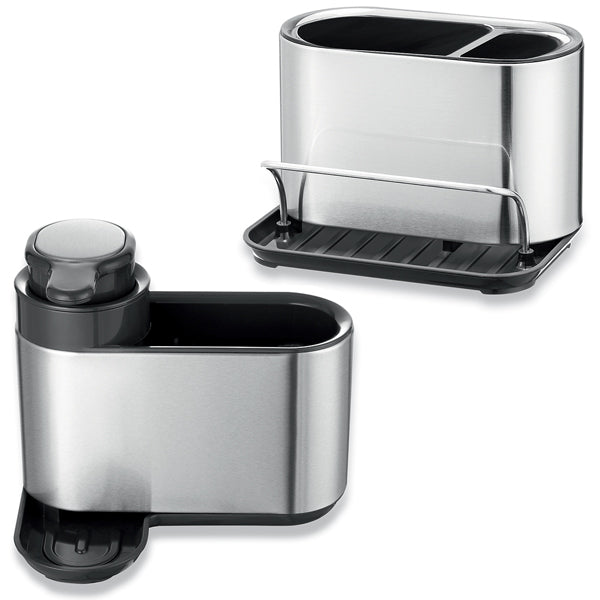 Lot 2 organisateurs d’évier en inox avec compartiments et distributeur de savon Mathon - Mathon - 1