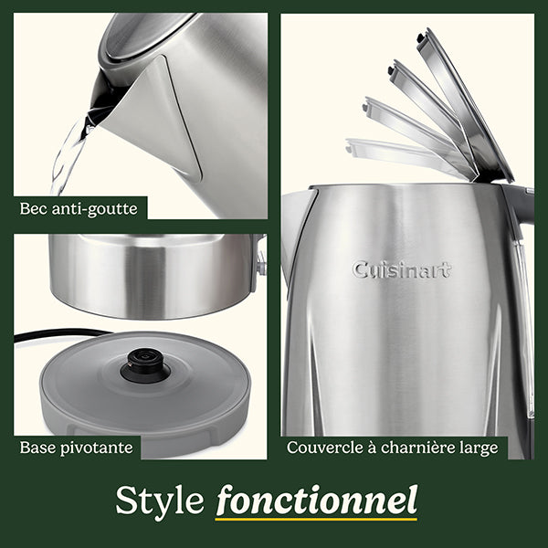Bouilloire électrique en inox sans fil 1,5 L 3000 W Core Collection JK1600E Cuisinart - Mathon - 2