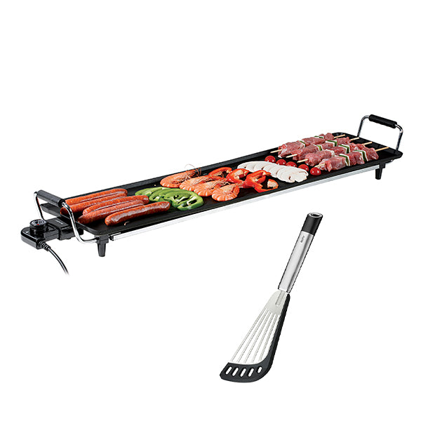 Lot plancha Teppan Yaki 90 cm DOM231 et spatule coudée Primeline - Mathon - 1