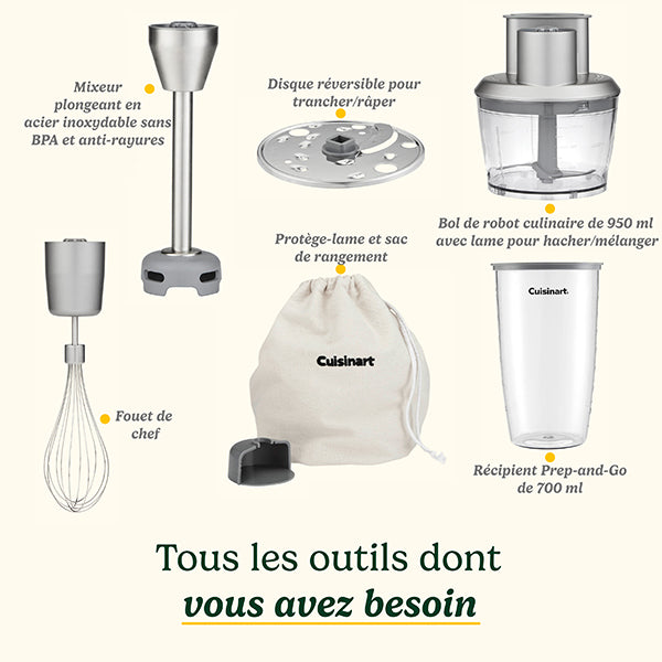 Mixeur plongeant Power Blend 400 W HB500E Cuisinart - Mathon - 2