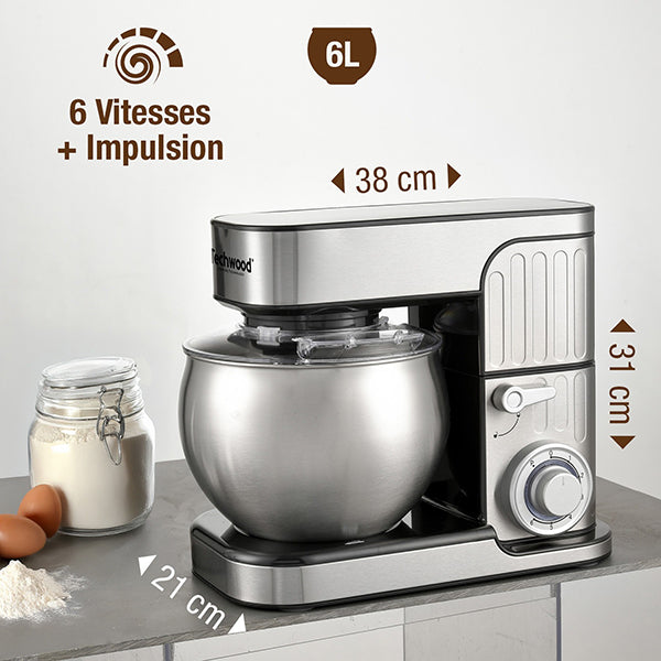 Robot pétrin TRO-1600 avec bol inox 6 L 1300 W Techwood - Mathon - 4