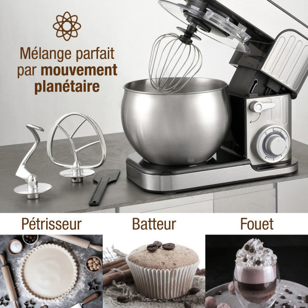Robot pétrin TRO-1600 avec bol inox 6 L 1300 W Techwood - Mathon - 3