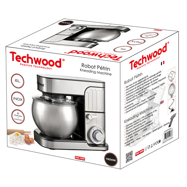 Robot pétrin TRO-1600 avec bol inox 6 L 1300 W Techwood - Mathon - 6