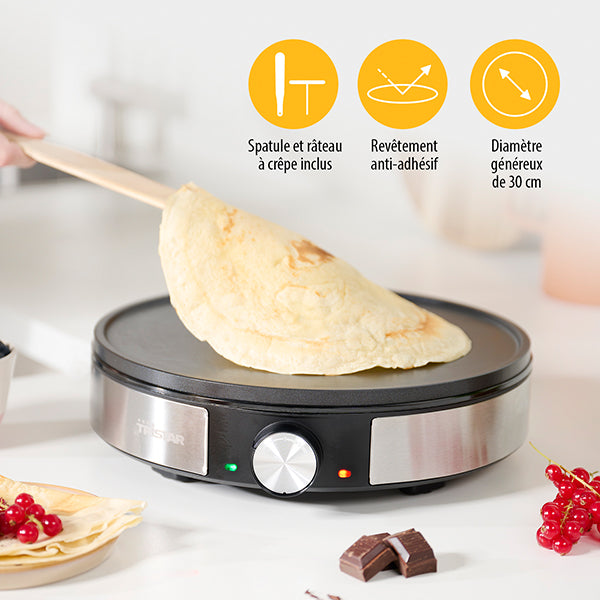 Crêpière électrique 30 cm avec thermostat 1200 W grise BP-2638 Tristar - Mathon - 5