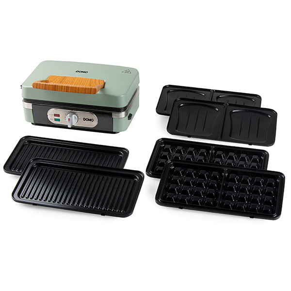 Appareil 3-en1 croque, gaufre et grill Snackmaker coloris sauge 1000 W DO9276C Domo - Mathon - 3