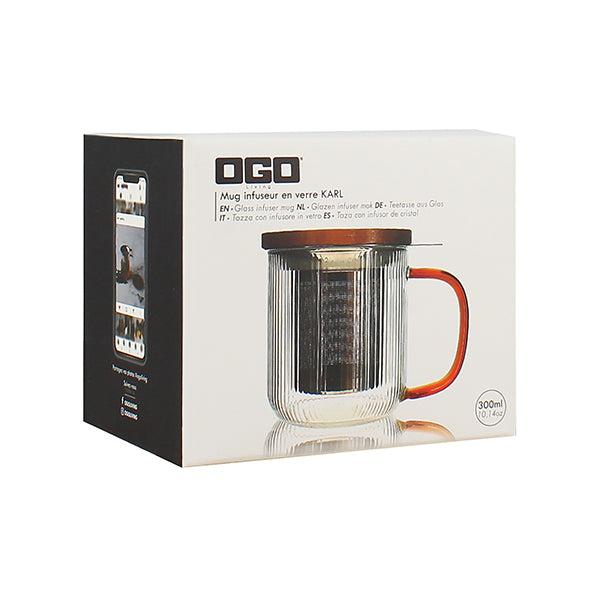 Tisanière mug Karl en verre borosilicate anse ambrée 300 ml Ogo - Mathon - 4