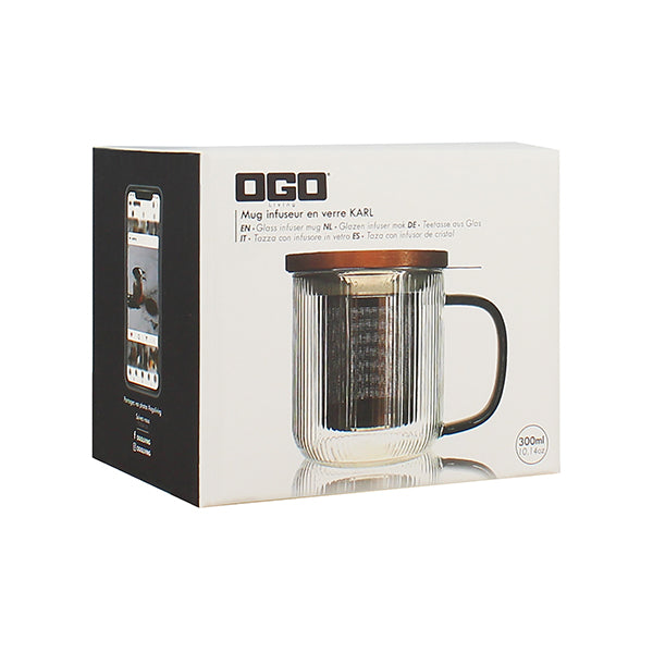 Tisanière mug Karl en verre borosilicate anse gris fumé 300 ml Ogo - Mathon - 4