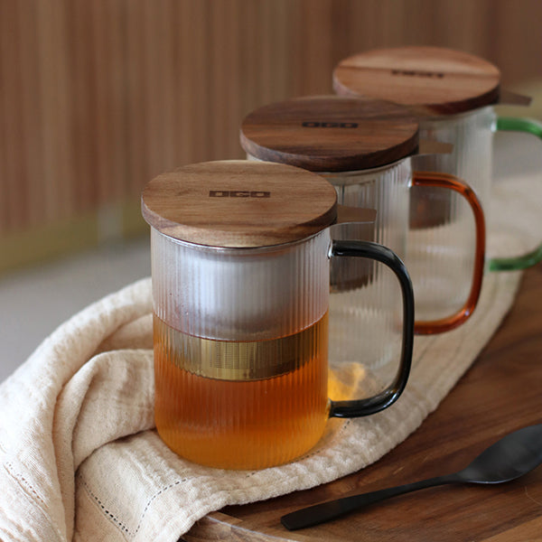Tisanière mug Karl en verre borosilicate anse gris fumé 475 ml Ogo - Mathon - 2