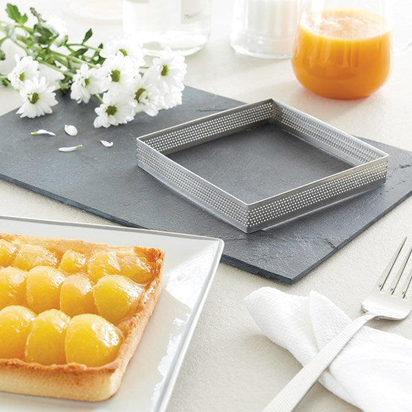 Cadre à tarte perforé en inox carré 12 cm Mathon - Mathon - 1
