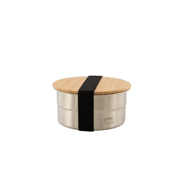 Lunch box ronde en inox 600 ml et couvercle en bambou Point Virgule - Mathon - 1