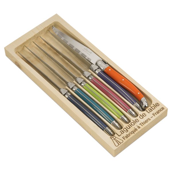 6 couteaux Laguiole London Mix et coffret bois Jean Dubost - Mathon