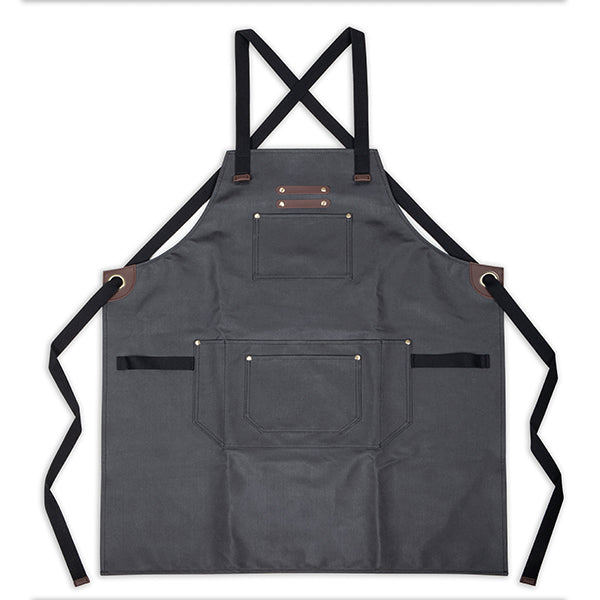 Tablier en toile enduite et cuir noir Livoo - Mathon - 1