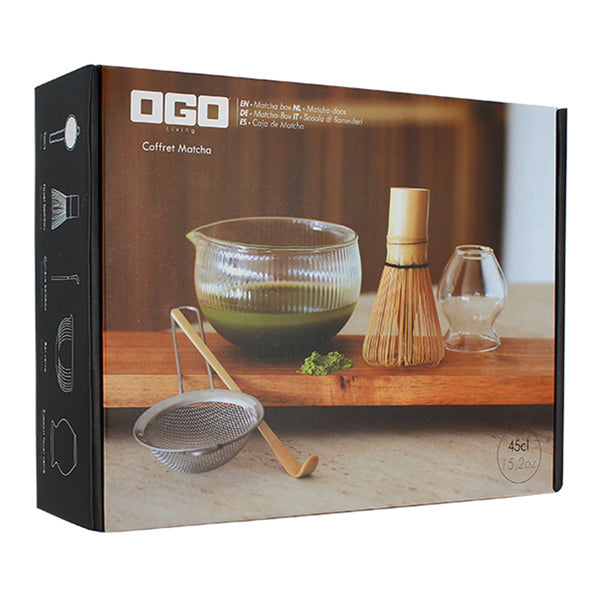 Coffret thé matcha 6 pièces en bambou et verre transparent Ogo - Mathon - 1