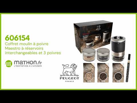 Coffret moulin à poivre Maestro à réservoirs interchangeables et 3 poivres Peugeot - Mathon - 6