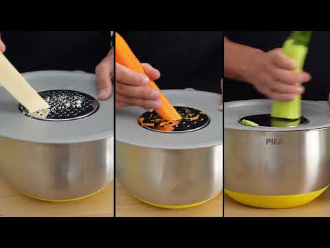 Set 3 bols en inox 1.4 L, 2.8 L et 4.7 L avec couvercles et 3 râpes interchangeables Pika - Mathon - 7